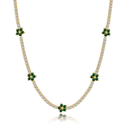 [Royal Jewelry]Luxurious Colorful Flower Tennis Necklace