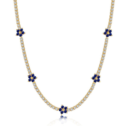 [Royal Jewelry]Luxurious Colorful Flower Tennis Necklace
