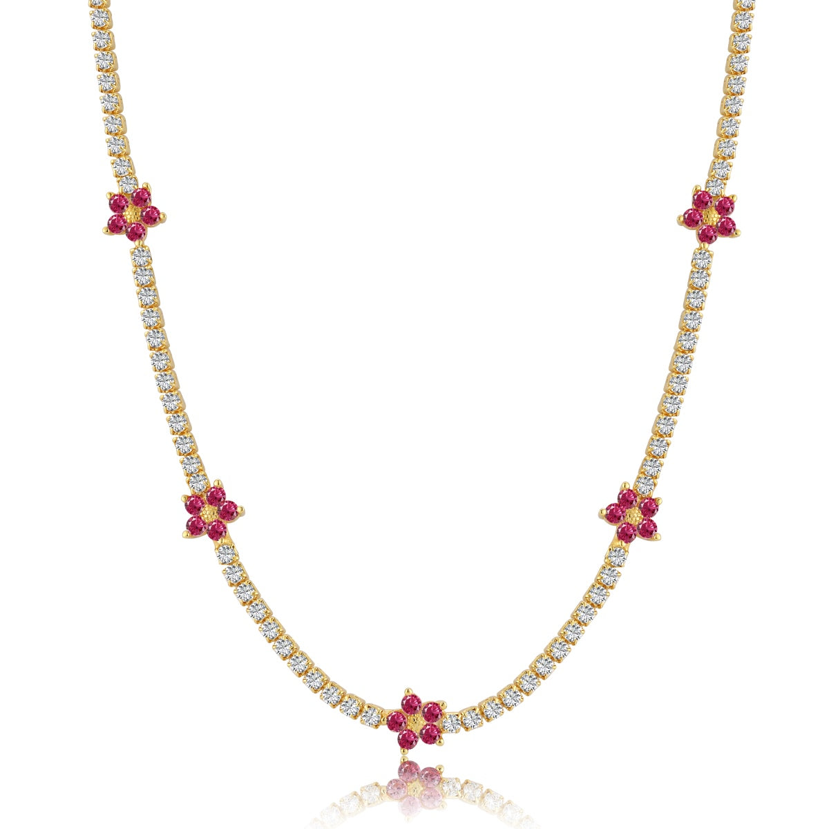 [Royal Jewelry]Luxurious Colorful Flower Tennis Necklace