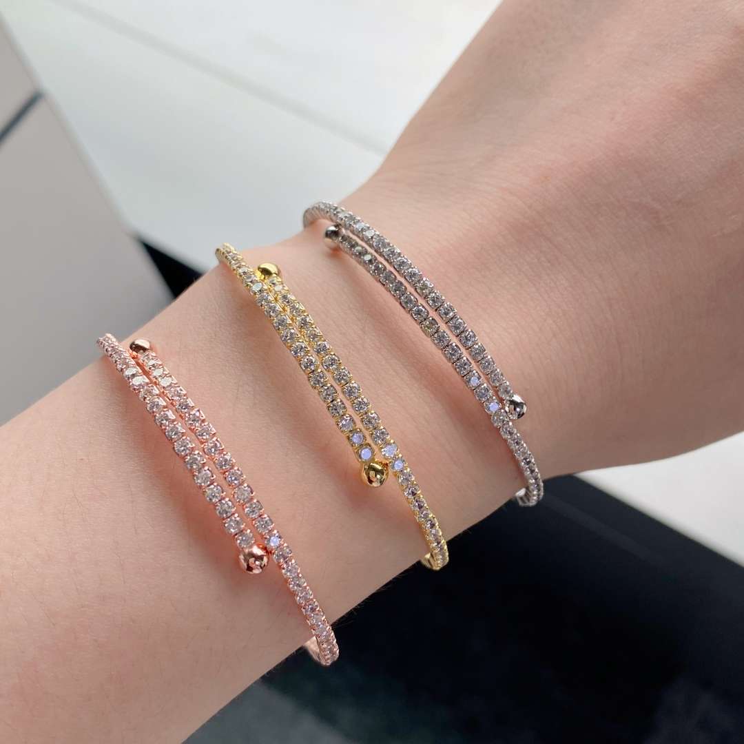[Royal Jewelry]Row of Diamonds Round Fashion Bracelet