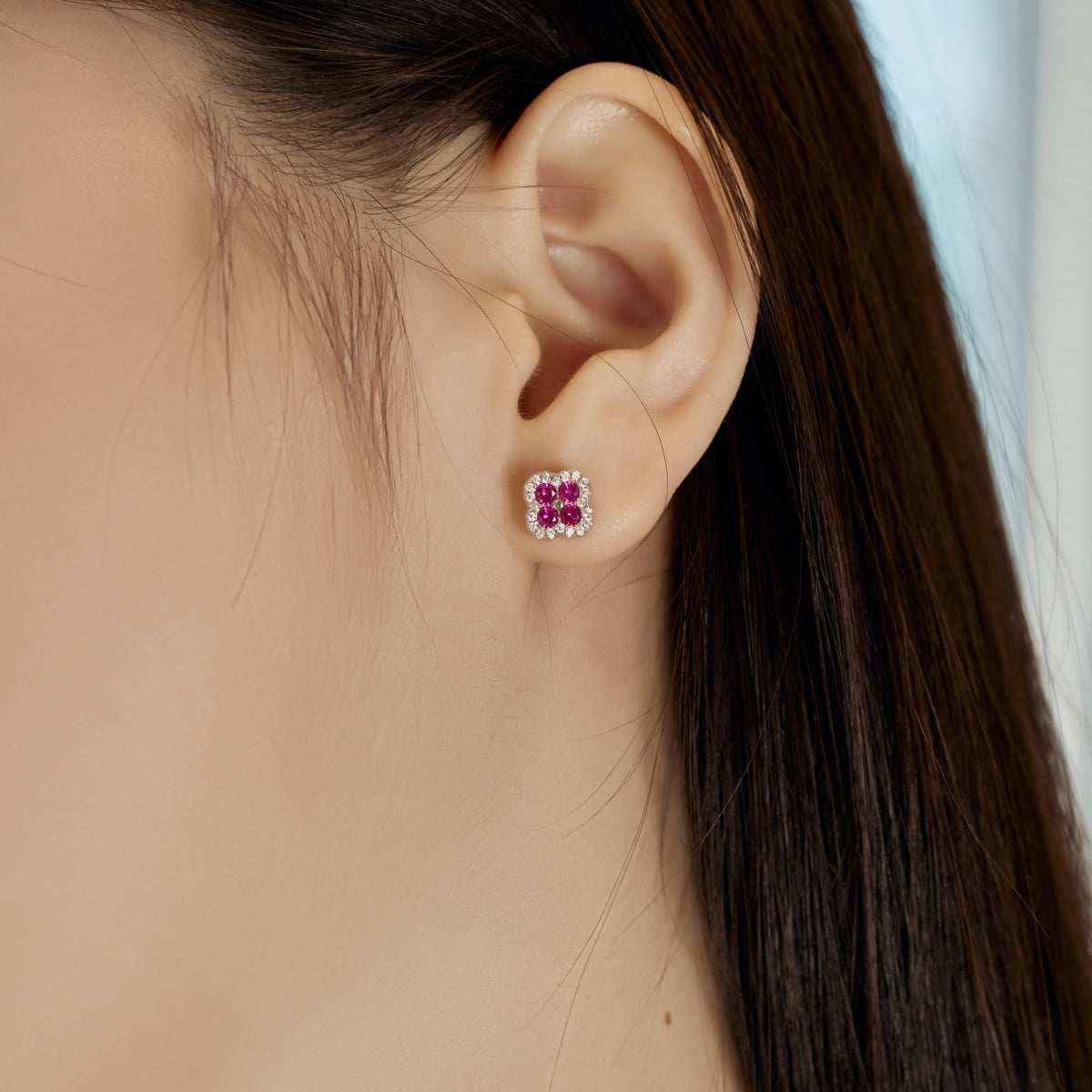 [Royal Jewelry]Four-Leaf Clover Flower Shaped Earrings