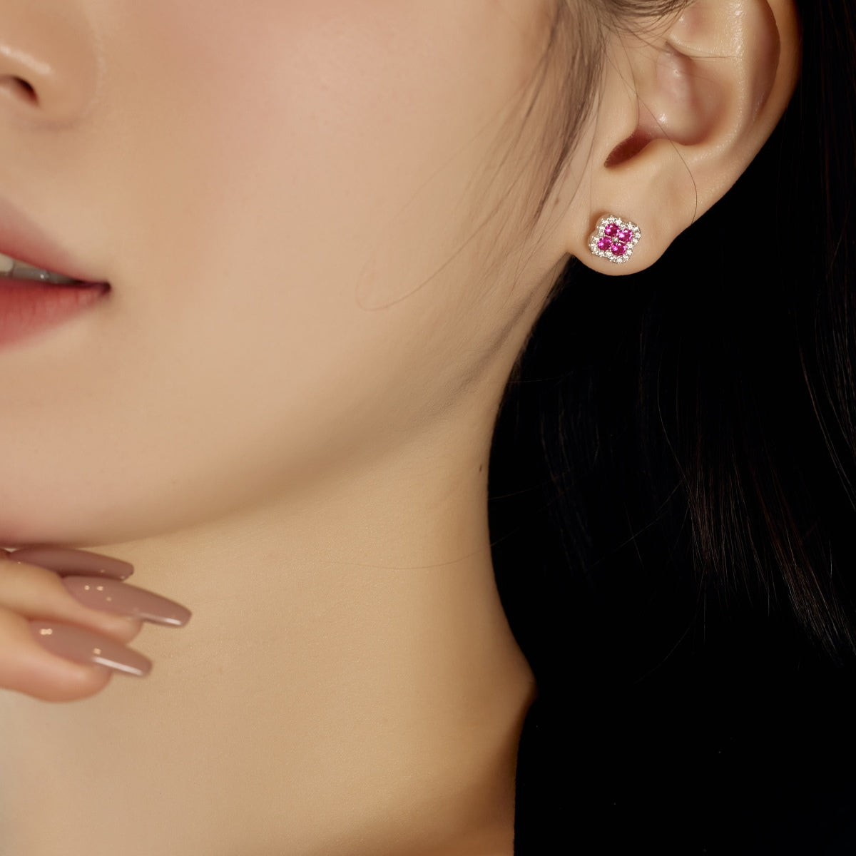 [Royal Jewelry]Four-Leaf Clover Flower Shaped Earrings