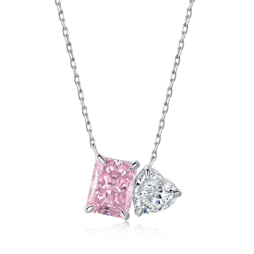 [Royal Jewelry]Dazzling Square & Heart Shape Necklace