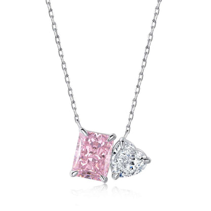 [Royal Jewelry]Dazzling Square & Heart Shape Necklace
