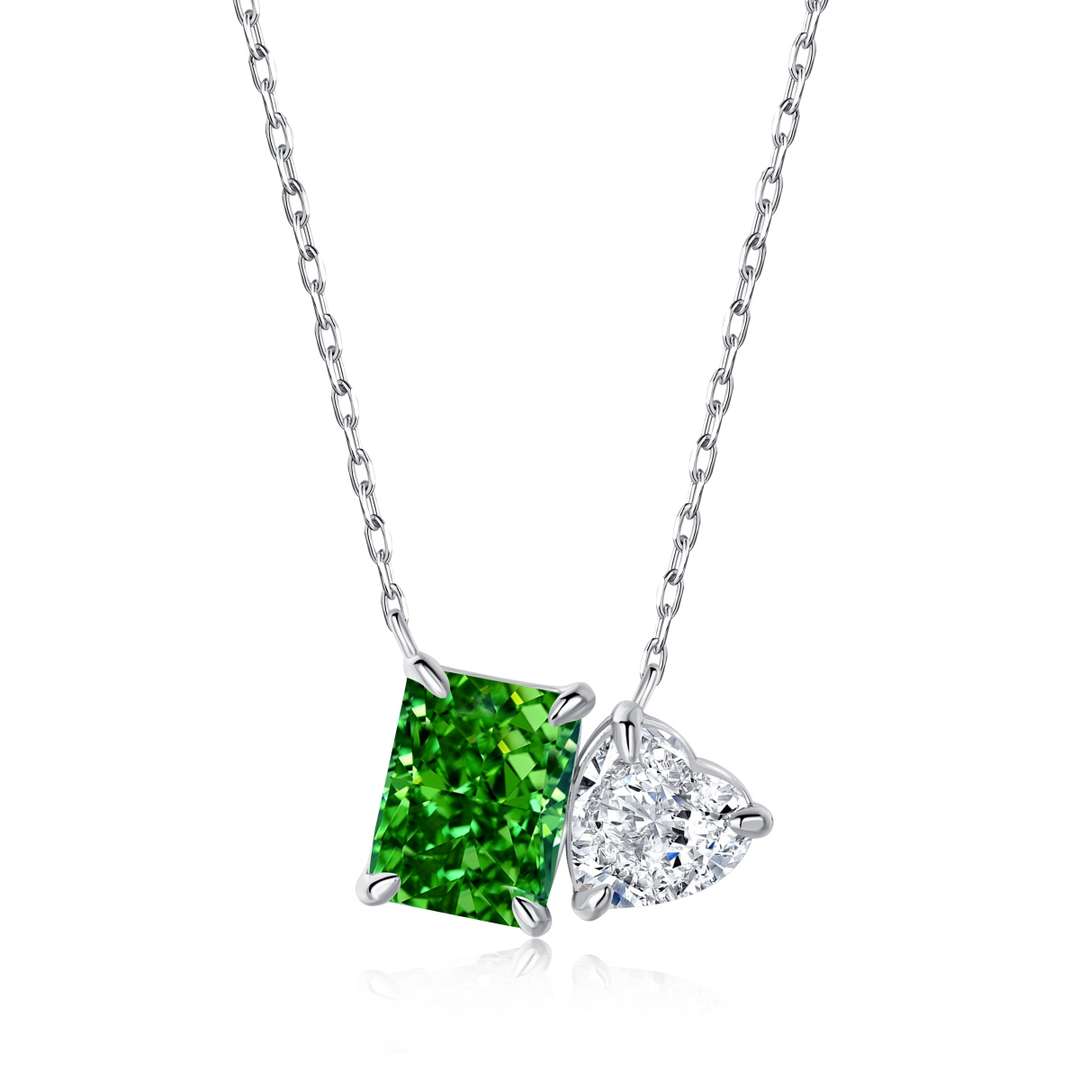 [Royal Jewelry]Dazzling Square & Heart Shape Necklace