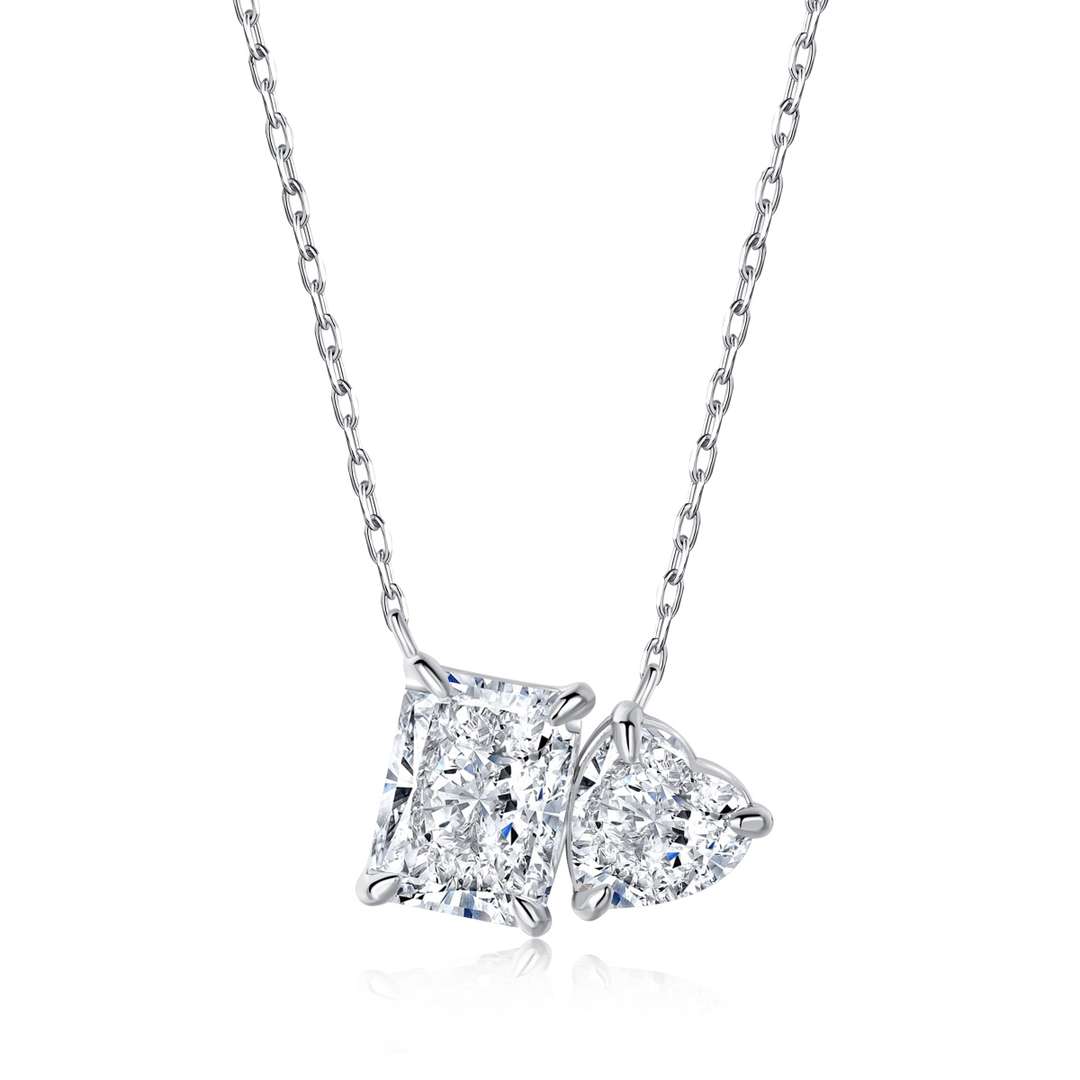 [Royal Jewelry]Dazzling Square & Heart Shape Necklace