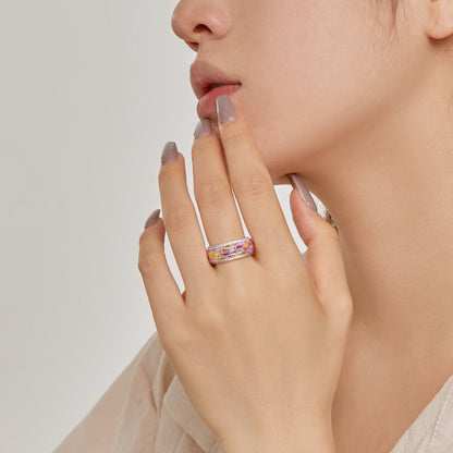 [Royal Jewelry]Radiant Colorful Radiant Cut Daily Ring