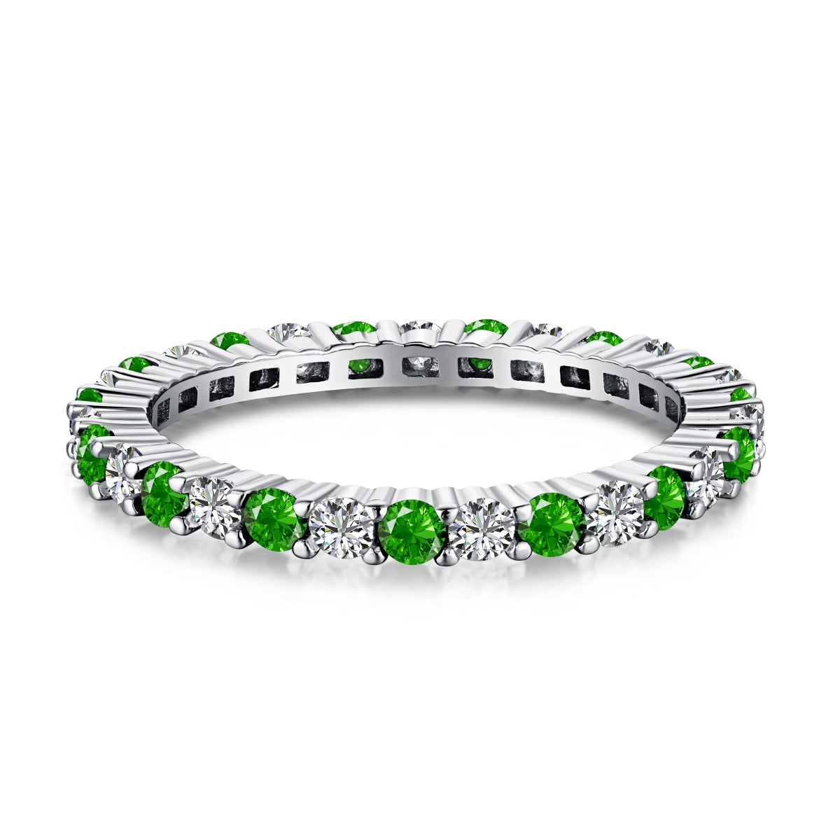 [Royal Jewelry]Exquisite Colorful Round Cut Tennis Ring
