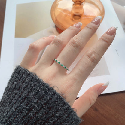 [Royal Jewelry]Exquisite Colorful Round Cut Tennis Ring
