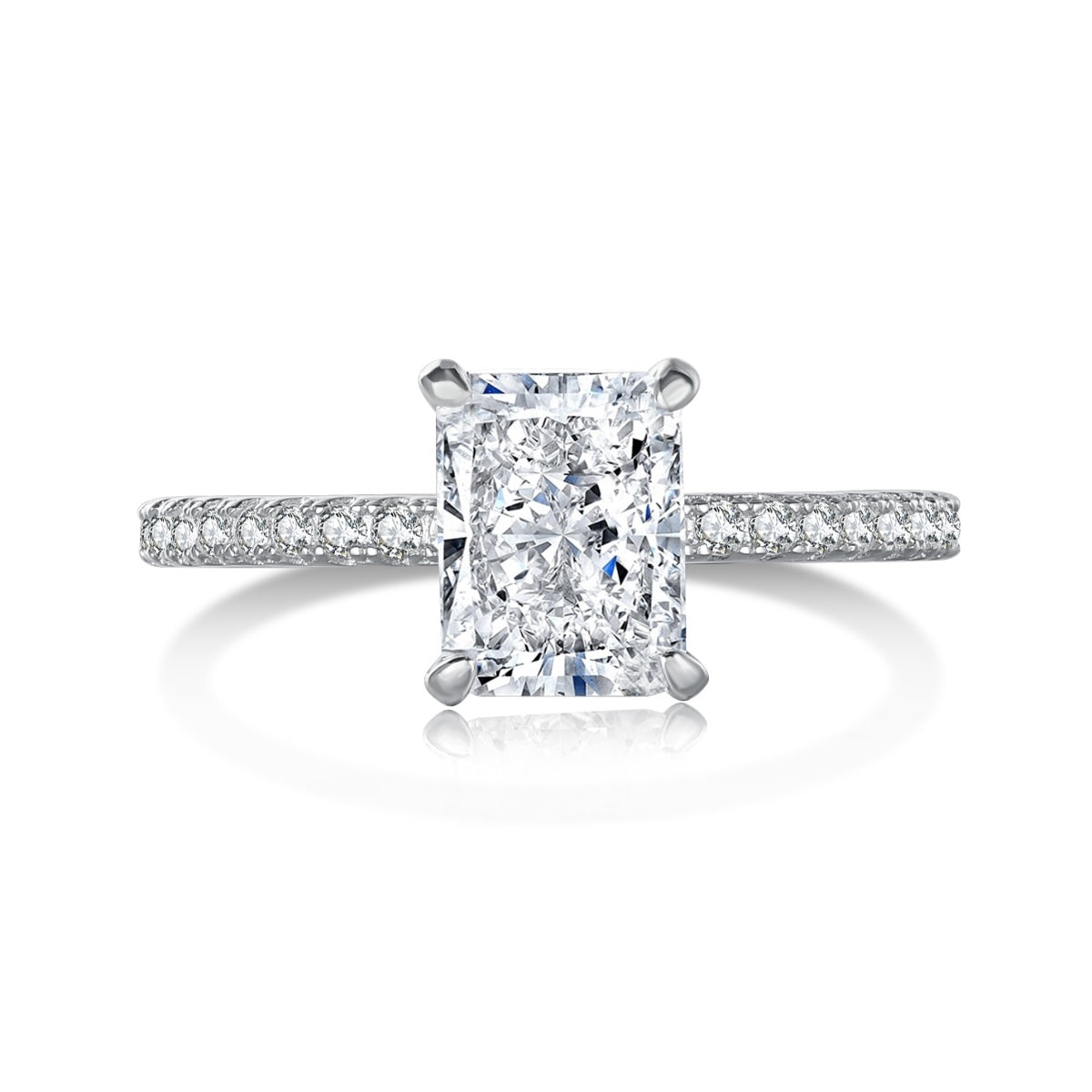 [Royal Jewelry]2.0 Carat Dazzling Sparkling Radiant Cut Party Ring
