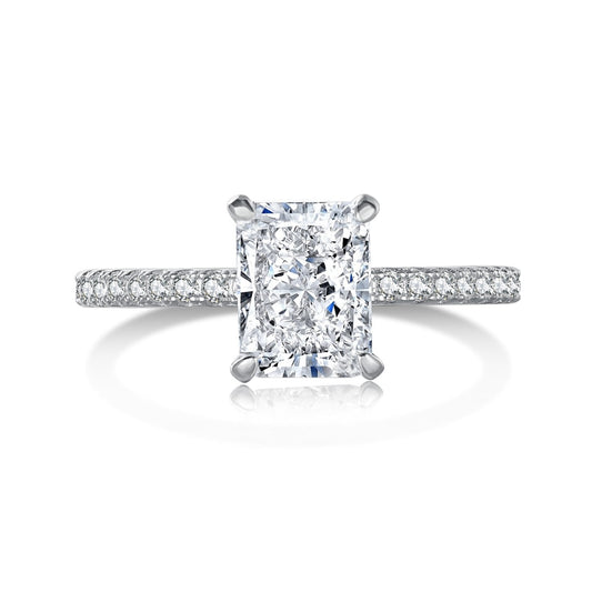 [Royal Jewelry]2.0 Carat Dazzling Sparkling Radiant Cut Party Ring