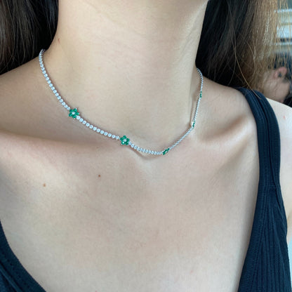 [Royal Jewelry]Luxurious Colorful Flower Tennis Necklace