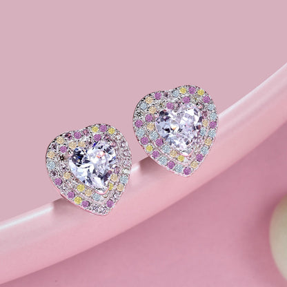 [Royal Jewelry]Dazzling Heart Shape Lover Earrings