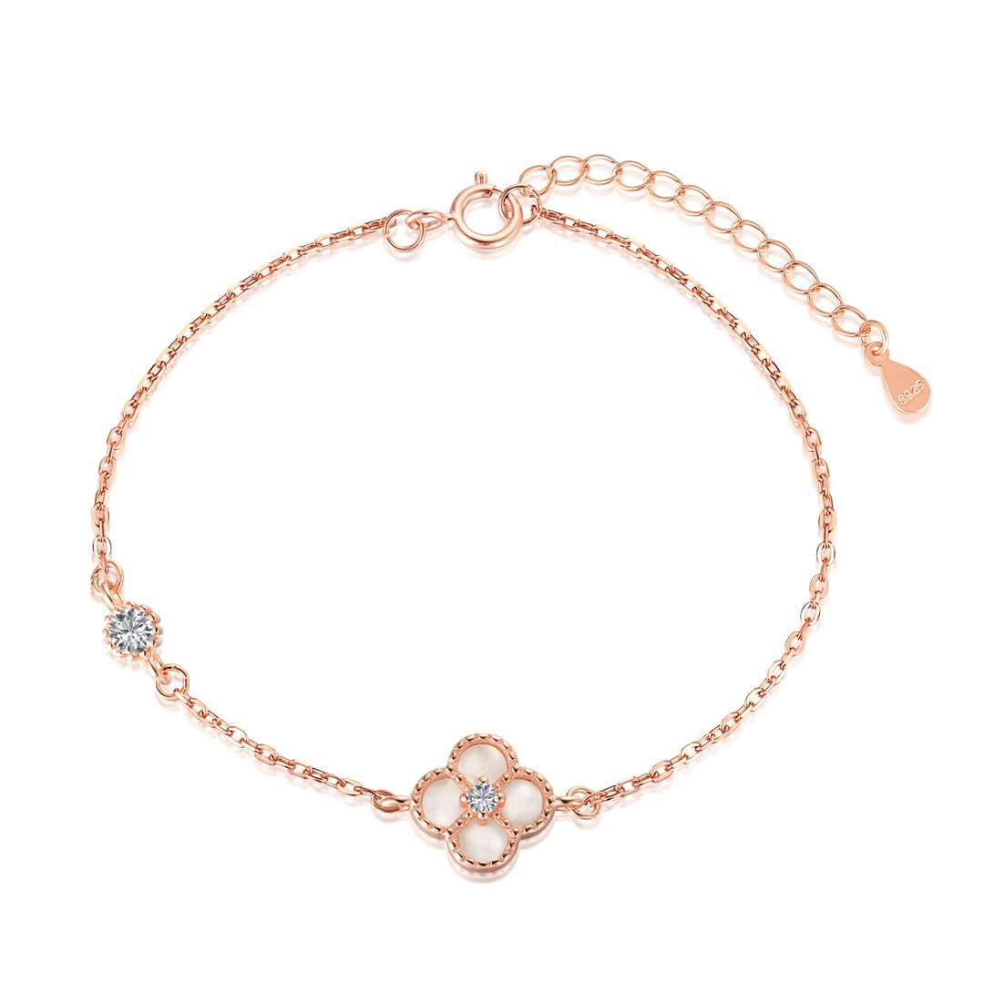 [Royal Jewelry]Delicate Four Leaf Clover Bracelet