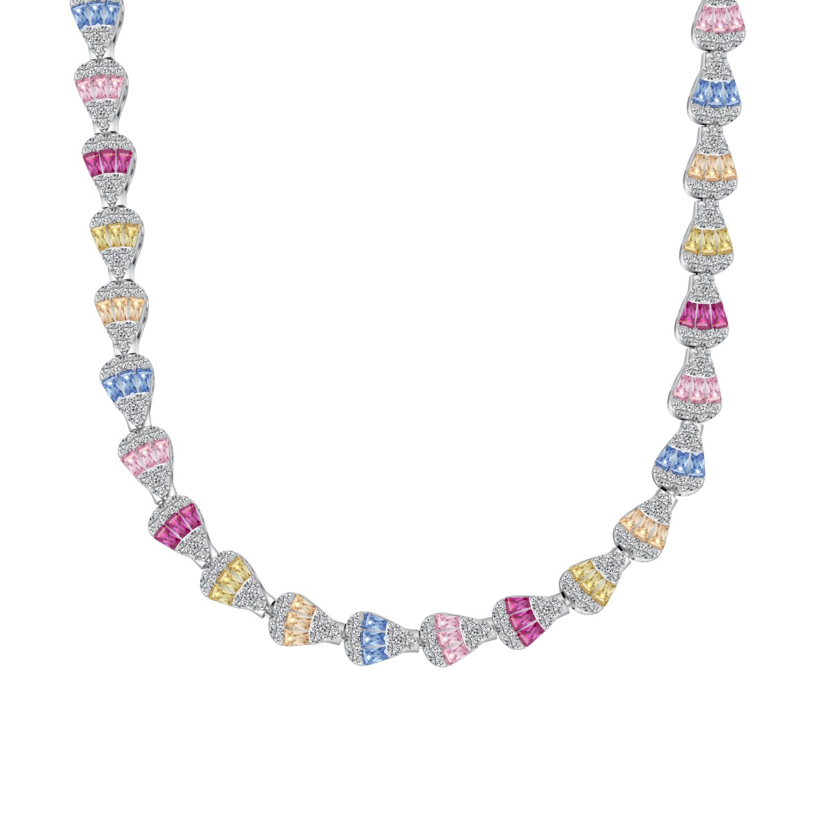 [Royal Jewelry]Radiant Colorful Rainbow Necklace