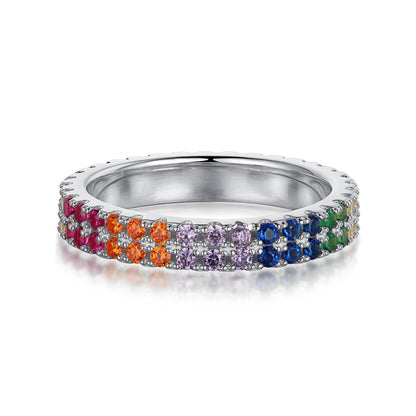 [Royal Jewelry]Unique Colorful Round Cut Tennis Ring