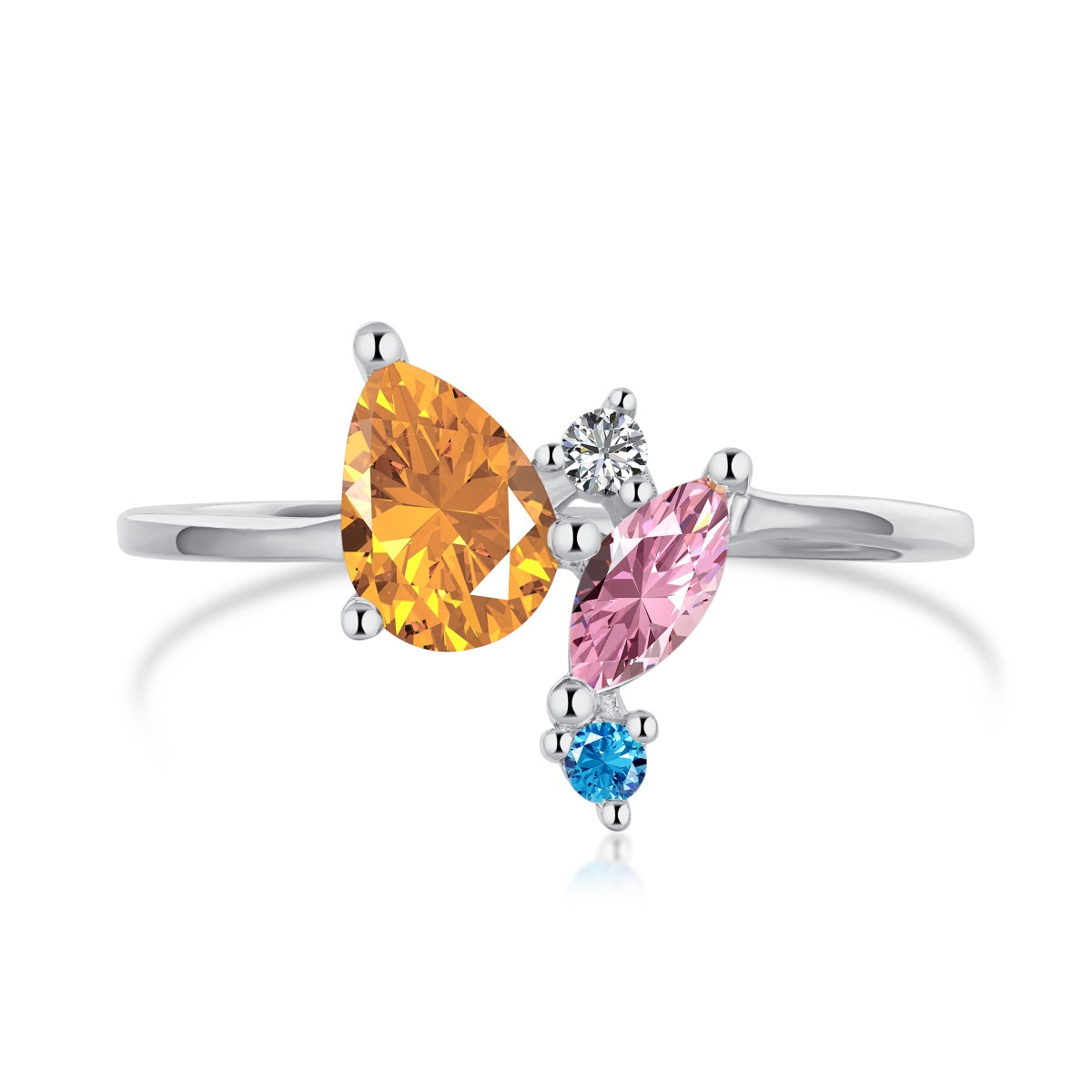[Royal Jewelry]Radiant Colorful Multi Cut Daily Ring