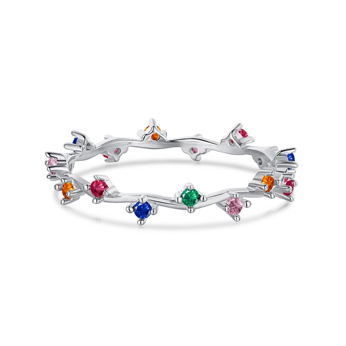 [Royal Jewelry]Radiant Colorful Round Cut Daily Ring