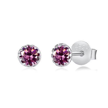[Royal Jewelry]Sparkling Colorful Round Shape Earrings