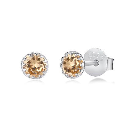[Royal Jewelry]Sparkling Colorful Round Shape Earrings