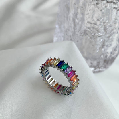 [Royal Jewelry]Unique Colorful Radiant Cut RIng