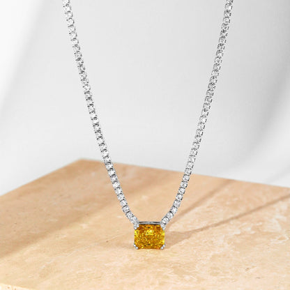 [Royal Jewelry]4.0 Carat Elegant Radiant Cut Necklace
