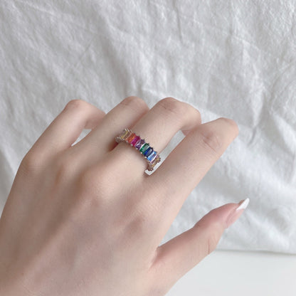 [Royal Jewelry]Unique Colorful Radiant Cut RIng