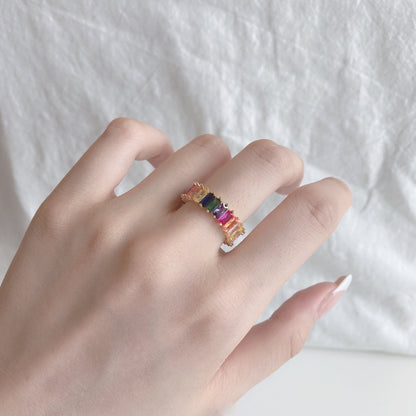 [Royal Jewelry]Unique Colorful Radiant Cut RIng