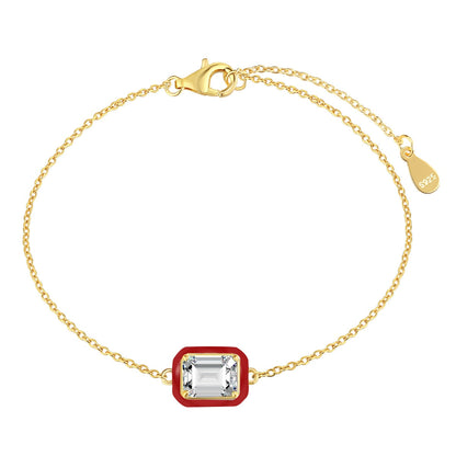 [Royal Jewelry]2.0 Carat Sparkling Colorful Emerald Cut Daily Bracelet
