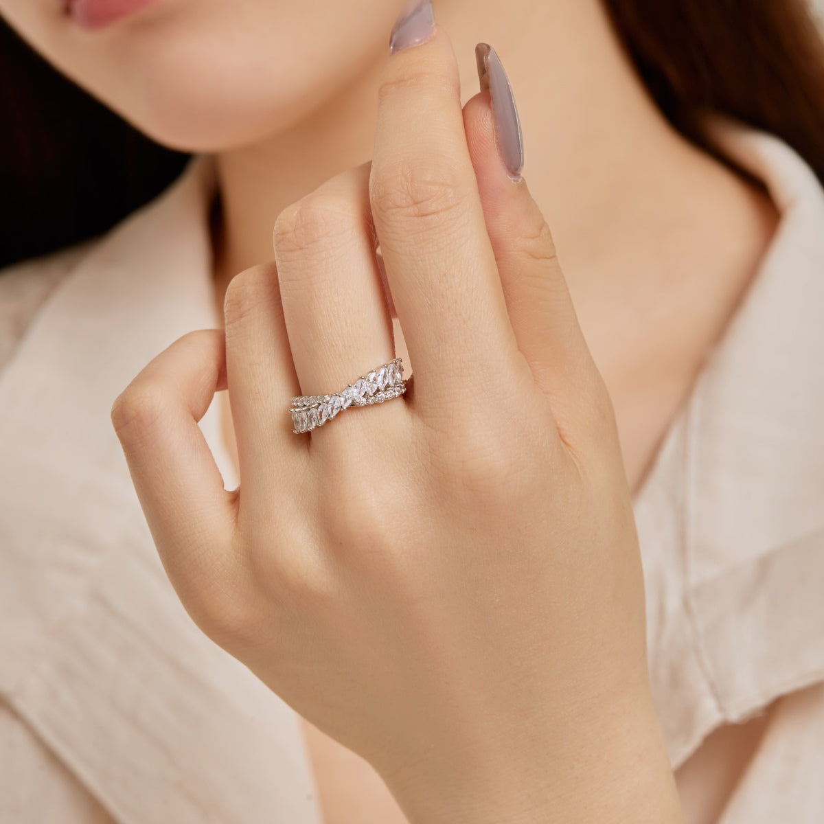 [Royal Jewelry]Unique Colorful Marquise Cut Daily Ring