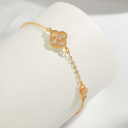 [Royal Jewelry]Delicate Four Leaf Clover Bracelet