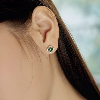 [Royal Jewelry]Four-Leaf Clover Flower Shaped Earrings