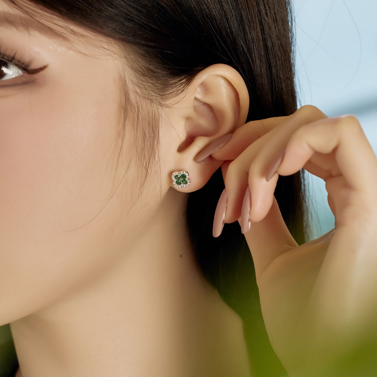 [Royal Jewelry]Four-Leaf Clover Flower Shaped Earrings