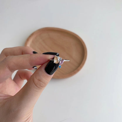 [Royal Jewelry]Radiant Colorful Multi Cut Daily Ring