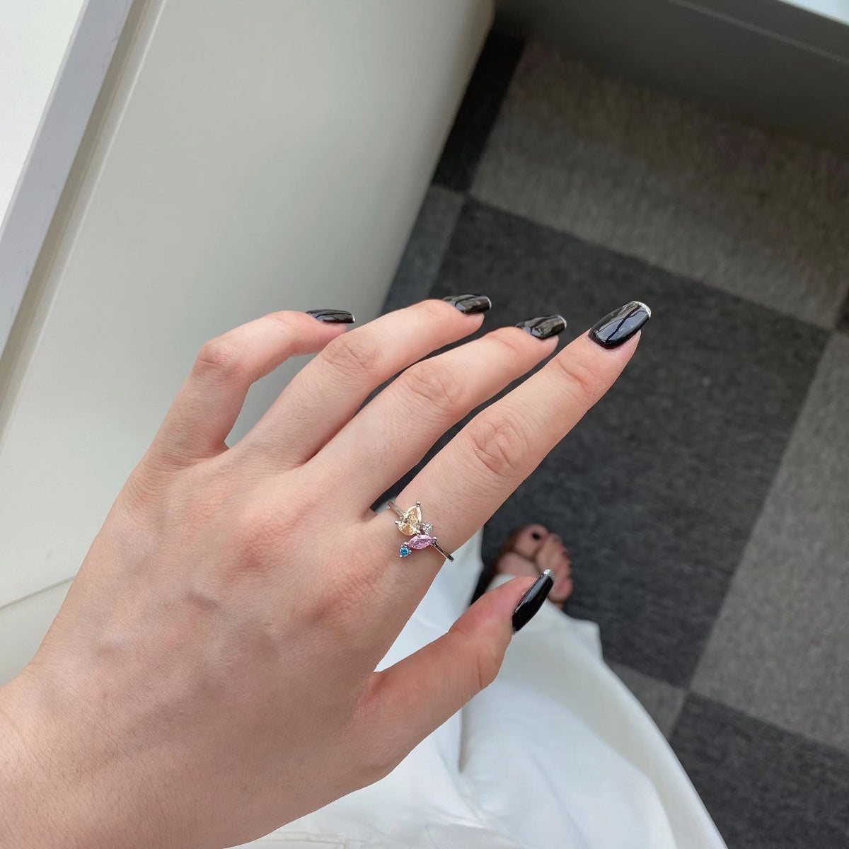[Royal Jewelry]Radiant Colorful Multi Cut Daily Ring