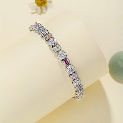 [Royal Jewelry]Dazzling Radiant Multi Cut Daily Bracelet