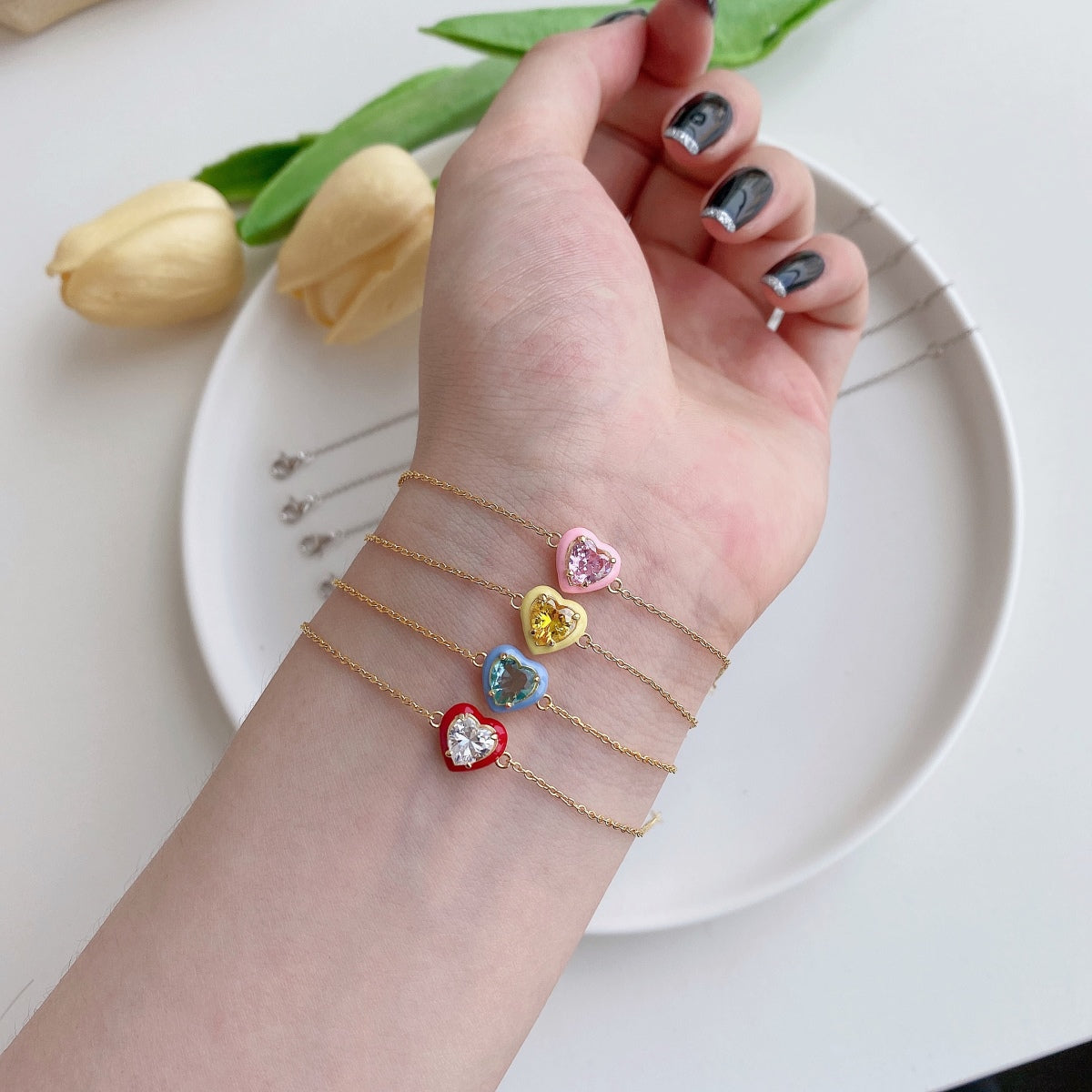[Royal Jewelry]Sparkling Romantic Heart Shape Lover Bracelet