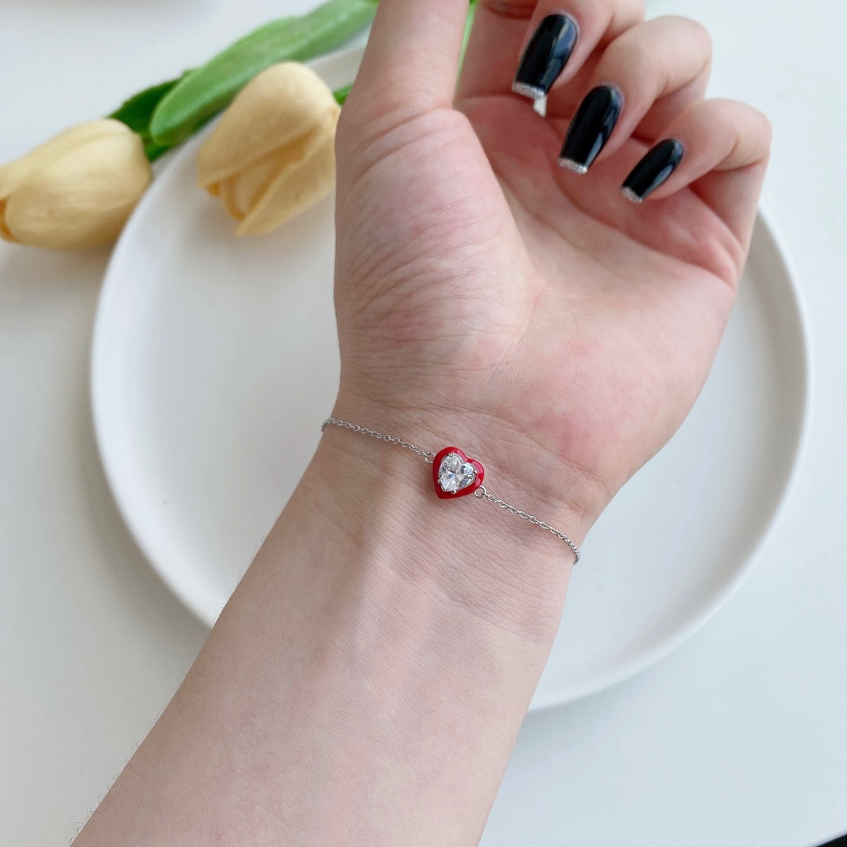 [Royal Jewelry]Sparkling Romantic Heart Shape Lover Bracelet