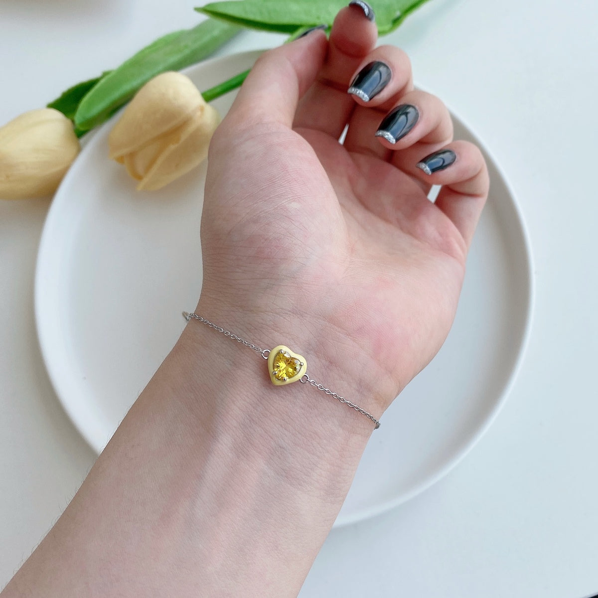 [Royal Jewelry]Sparkling Romantic Heart Shape Lover Bracelet