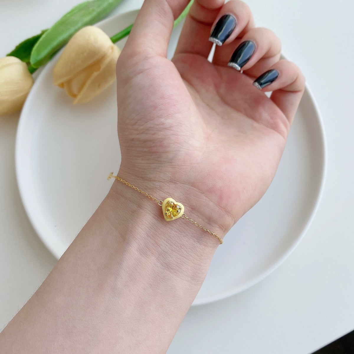 [Royal Jewelry]Sparkling Romantic Heart Shape Lover Bracelet