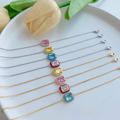 [Royal Jewelry]2.0 Carat Sparkling Colorful Emerald Cut Daily Bracelet