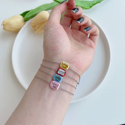 [Royal Jewelry]2.0 Carat Sparkling Colorful Emerald Cut Daily Bracelet