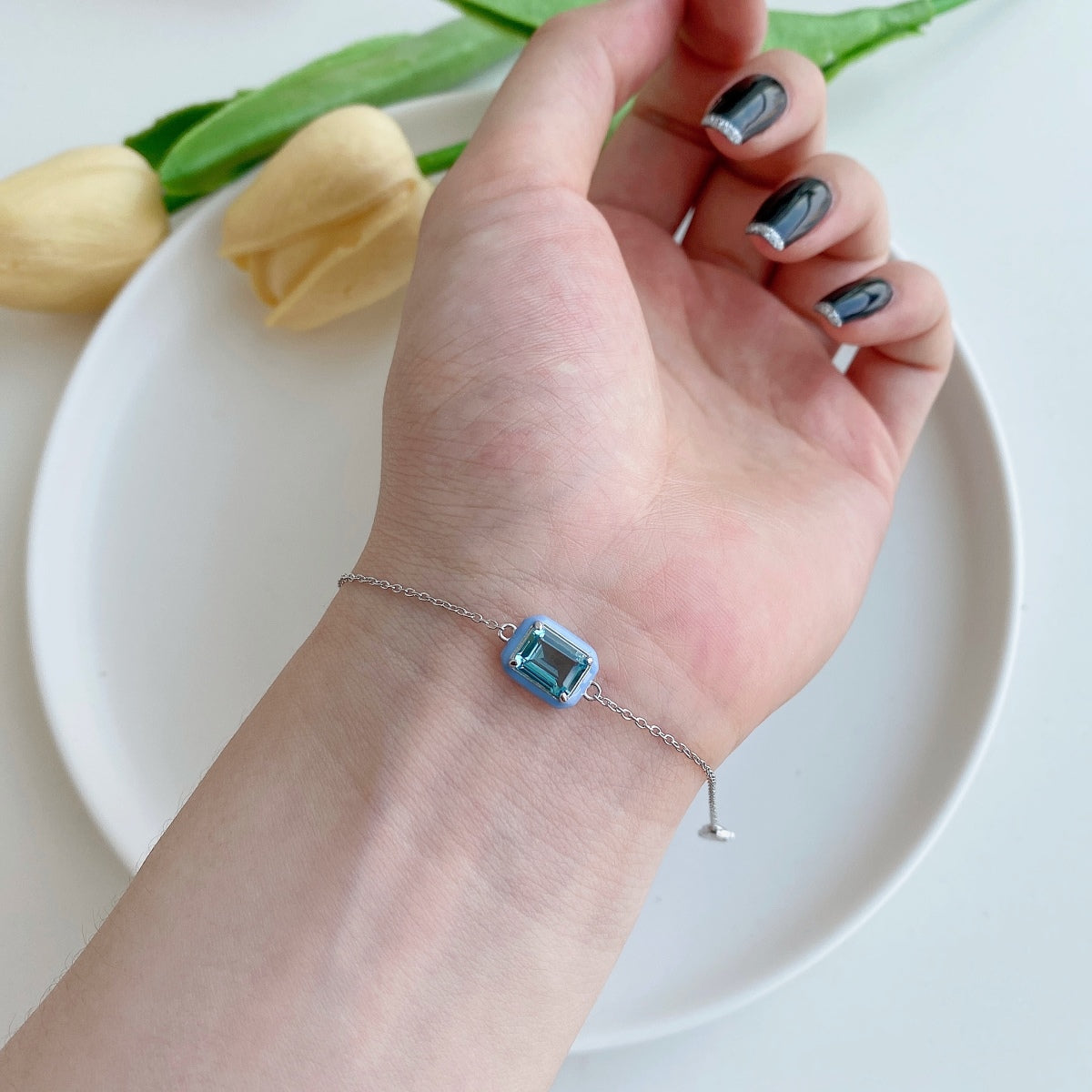 [Royal Jewelry]2.0 Carat Sparkling Colorful Emerald Cut Daily Bracelet