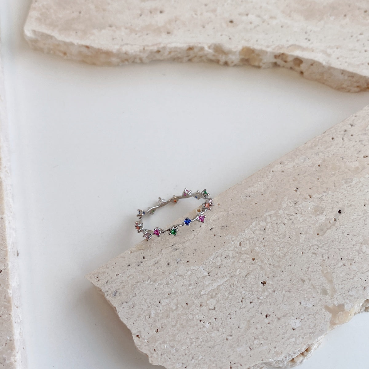 [Royal Jewelry]Radiant Colorful Round Cut Daily Ring