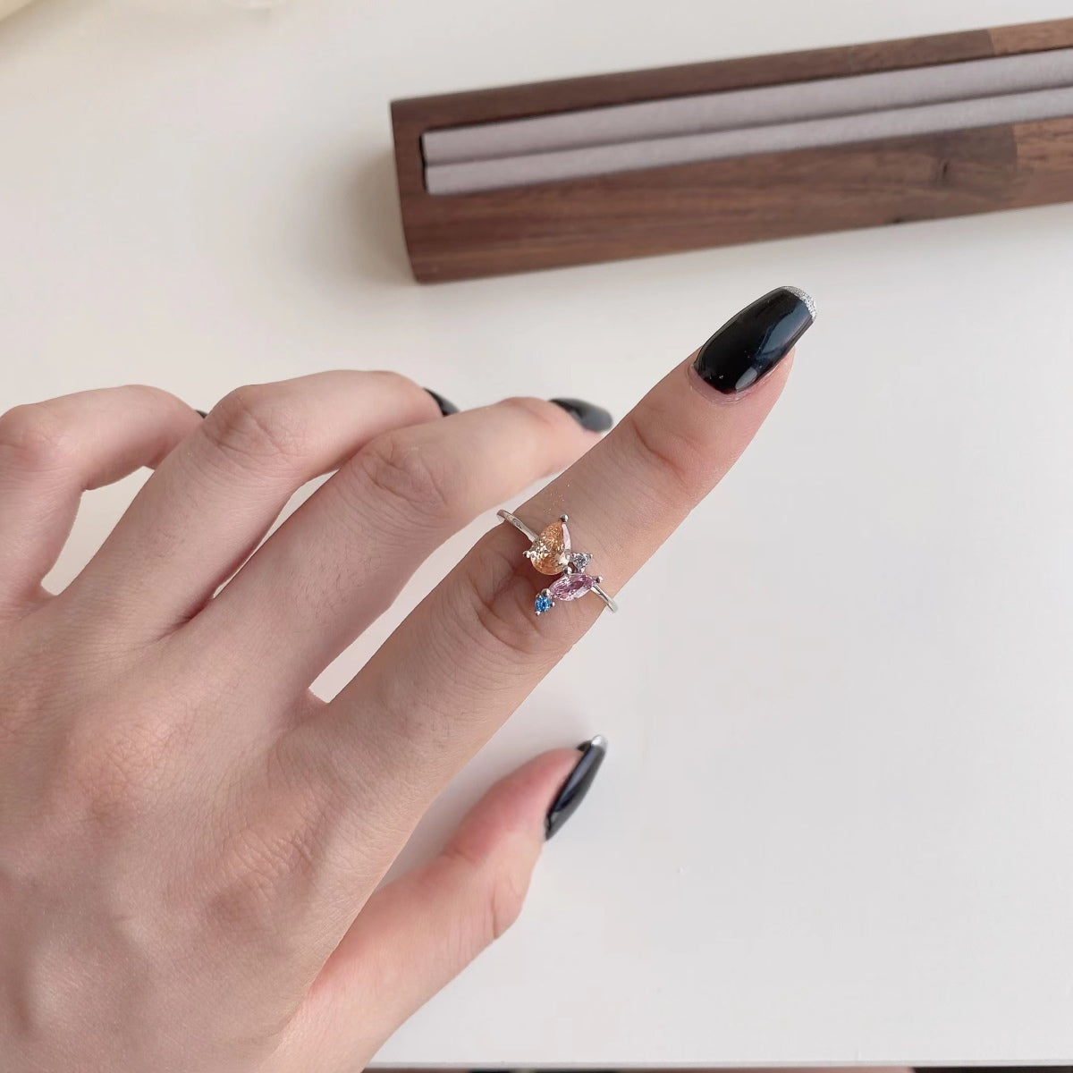 [Royal Jewelry]Radiant Colorful Multi Cut Daily Ring