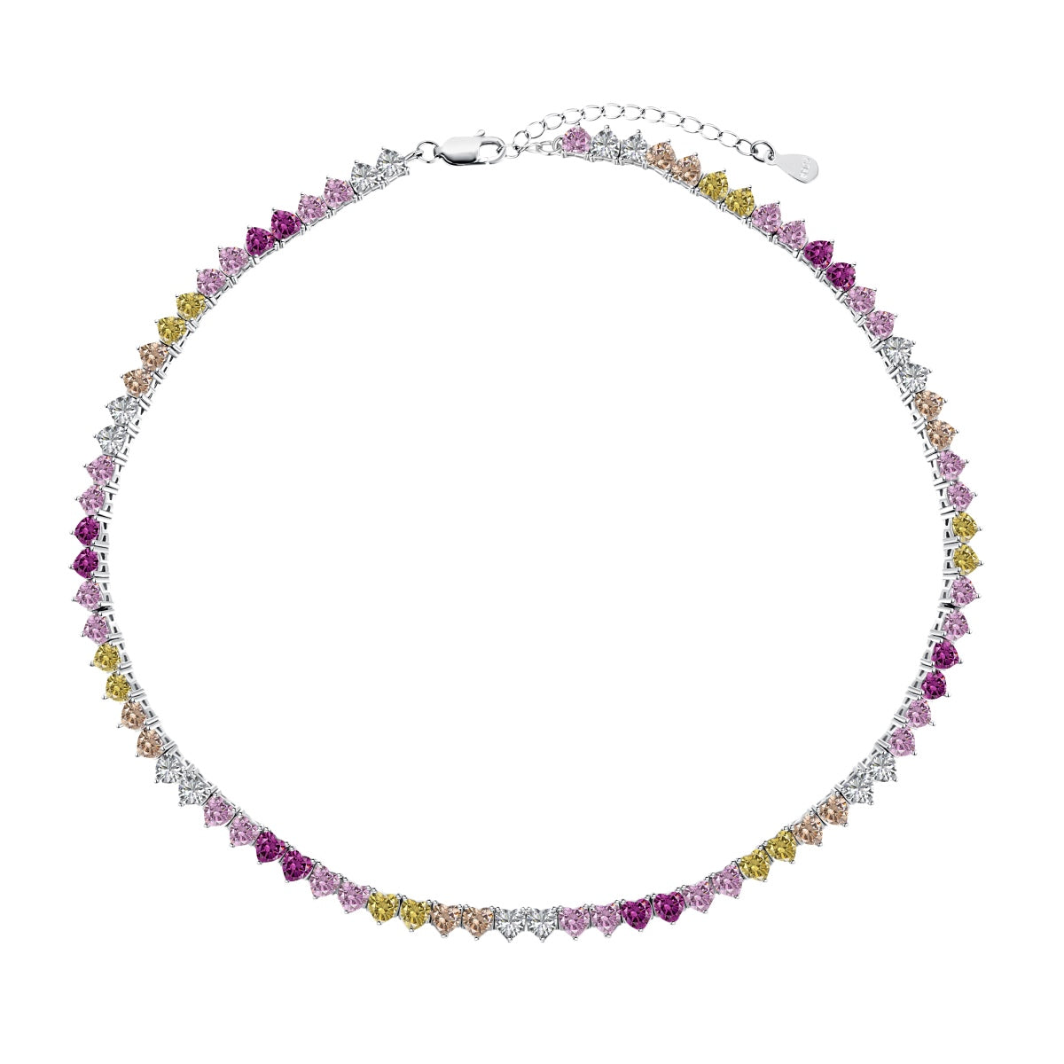 [Royal Jewelry]Sparkling Colorful Full Heart Tennis Necklace