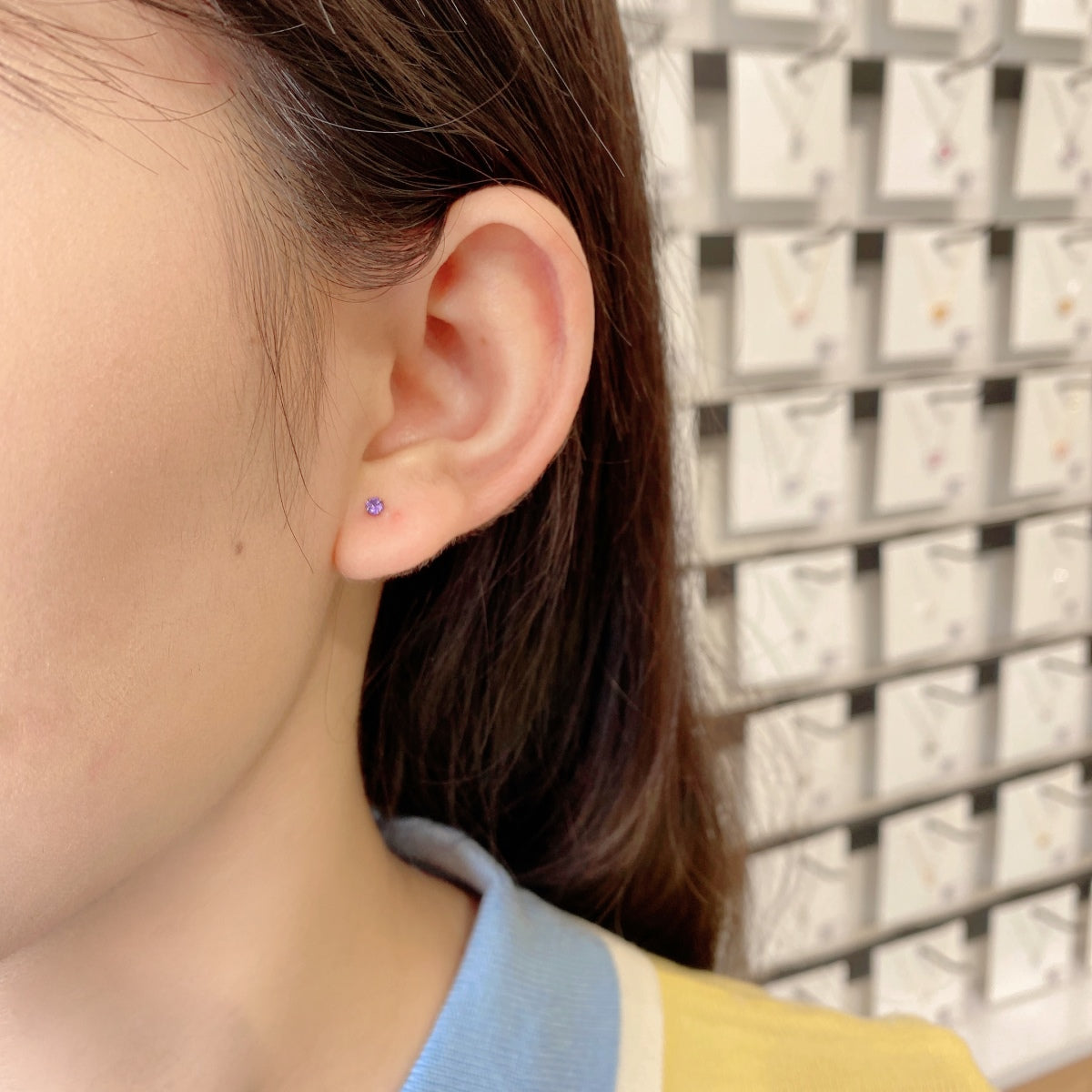 [Royal Jewelry]Delicate Solitaire Earrings