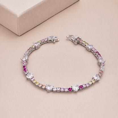 [Royal Jewelry]Romantic Heart Shape Round Cut Lover Bracelet