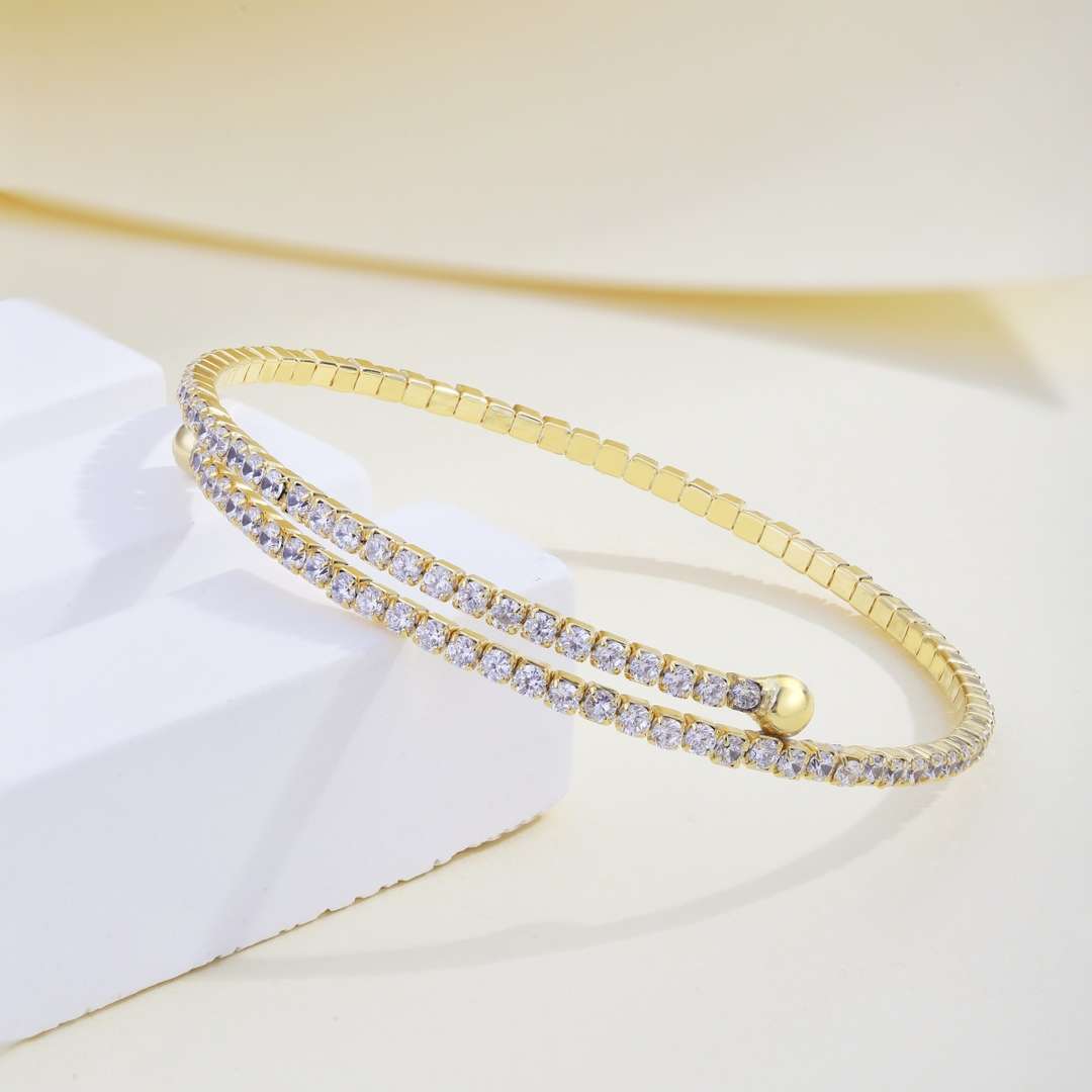 [Royal Jewelry]Row of Diamonds Round Fashion Bracelet