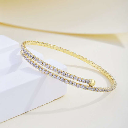[Royal Jewelry]Row of Diamonds Round Fashion Bracelet